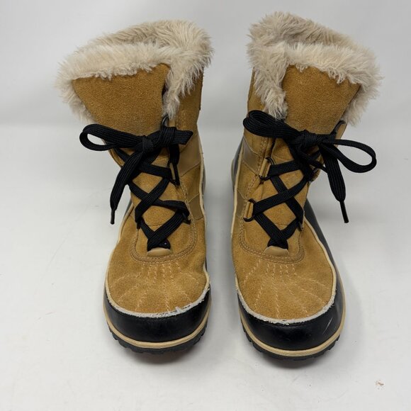Sorel women's low Tivoli II boots 9.5 tan suede faux fur - Picture 2 of 9